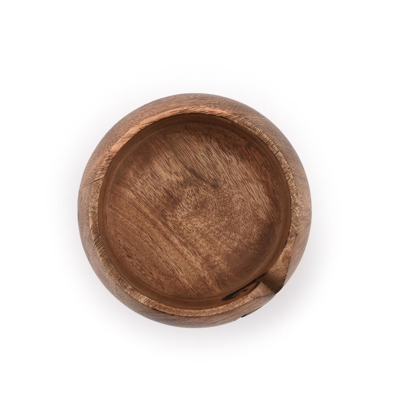 NIRMAN Wooden Yarn Bowl Hand Made by Indian Artisans with Premium Mango Wood for Knitting and Crochet (6" x 6" x 3'') - Image 4